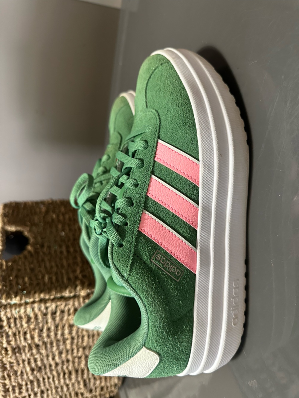 Adidas Women Green/Pink Spark VL Court Bold Platform Sneaker